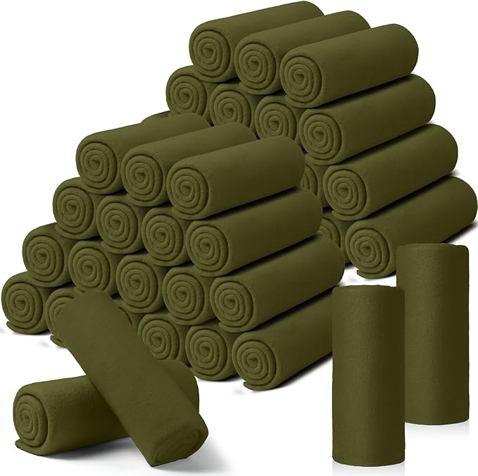 Kinlop Fleece Blanket Bulk 60 x 50 Inch Soft Lightweight Fleece Cozy Blanket Warm Throw Plush Pet Throw for Bed Couch Sofa Home Office Wedding Gifts Travel Camping(Army Green)