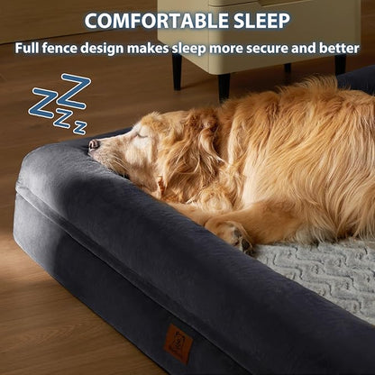 WNPETHOME XL Extra Large Dog Bed, Washable Dog Couch with Removable Waterproof Cover, Orthopedic Large Pet Sofa Bed with Bolster Sides for Sleeping