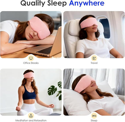 Weighted Eye Mask for Sleeping, Soft Minky Sleep Mask for Side Sleeper with Adjustable Buckle, 100% Blackout Design, Ideal for Meditation, Relaxation and Travel, Includes Storage Pouch (Pink)