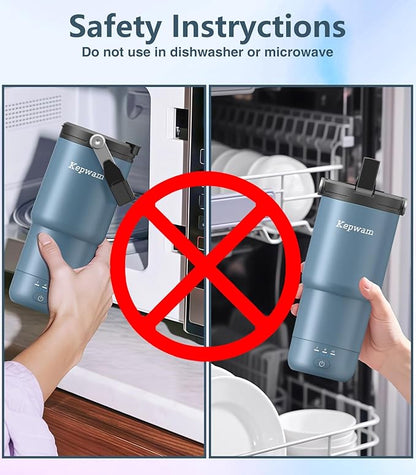Kepwam T3 Self-Heating Travel Mug 20oz, Temperature-Controlled Coffee Warmer Mug, Smart Travel Coffee Mug Keep Coffee Drinks Hot, Heated Mug Great for Driver Outdoor Fits Car Cup Holders
