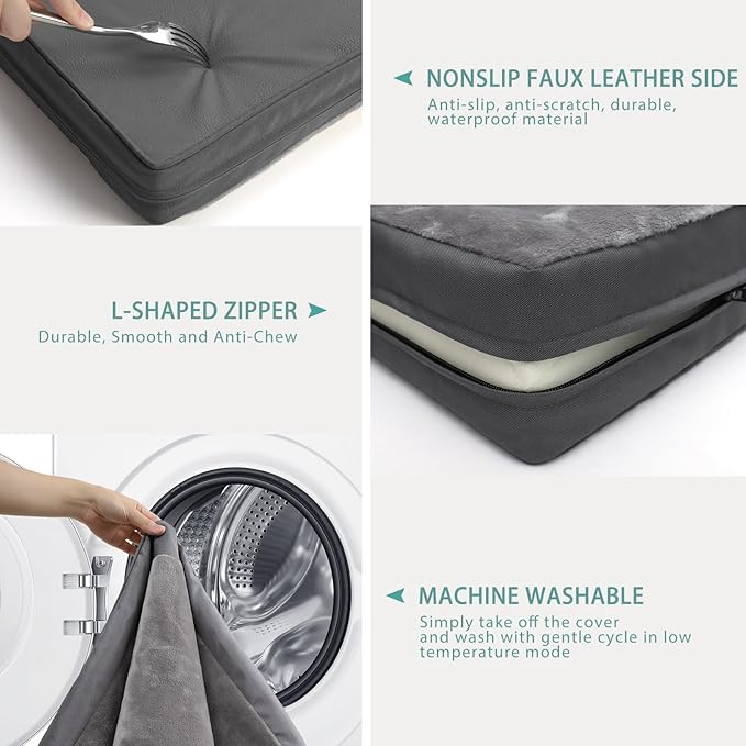 Waterproof XXL Dog Beds Large Sized Dog, Outdoor Orthopedic Washable Crate Pad 48 inch, Jumbo XXLarge Foam Pet Bed with Removable Cover Reversible, Durable Anti-Slip Kennel Pad, 47"x29", Gray