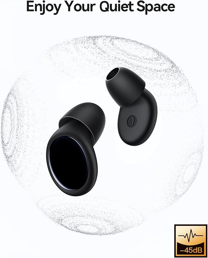 Ear Plugs for Sleeping 45dB Noise Cancelling Ear Plugs for Noise Reduction & Snoring, Concerts, Earplugs for Sleep,Sider Sleepers Airplane, Silicone Earplugs Reusable Concert Ear Plug +8Tip Black