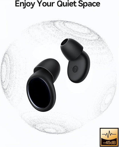 Ear Plugs for Sleeping 45dB Noise Cancelling Ear Plugs for Noise Reduction & Snoring, Concerts, Earplugs for Sleep,Sider Sleepers Airplane, Silicone Earplugs Reusable Concert Ear Plug +8Tip Black