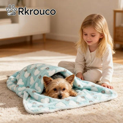 Three Piece Pet Blanket Set for Dogs Cats Soft Comfy Puppy and Kittens Bed Blanket Fluffy Fleece Pets Throw with Cute Patterns (Small 24x16 inch, Colored Heart)