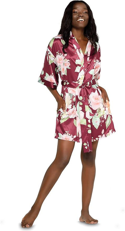 Turquaz Women's Bride Bridesmaids Silky Robe Satin Kimono Robes for Women Lingerie