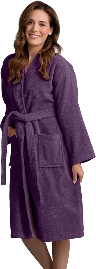 Soft Touch Linen Women's Robe Terry Cotton Cloth- Kimono Style- Thick, Breathable & Comfortable- Lightweight & Absorbent