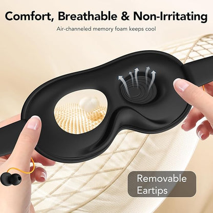Light Blocking Sleep Mask with Adjustable Strap, 3D Eye Mask for Sleeping, Side Sleeper Friendly for Men & Women, Zero Eye Pressure Blindfold for Travel, Nap