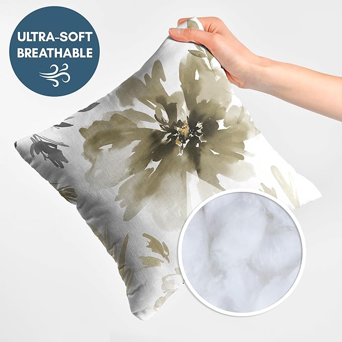 Americanflat 14x14 Throw Pillow with Sewn-in Insert - All-in-One Decorative Pillows - No Cover Needed - Soft and Durable Cushion for Bed or Sofa - Polyester - Sepia