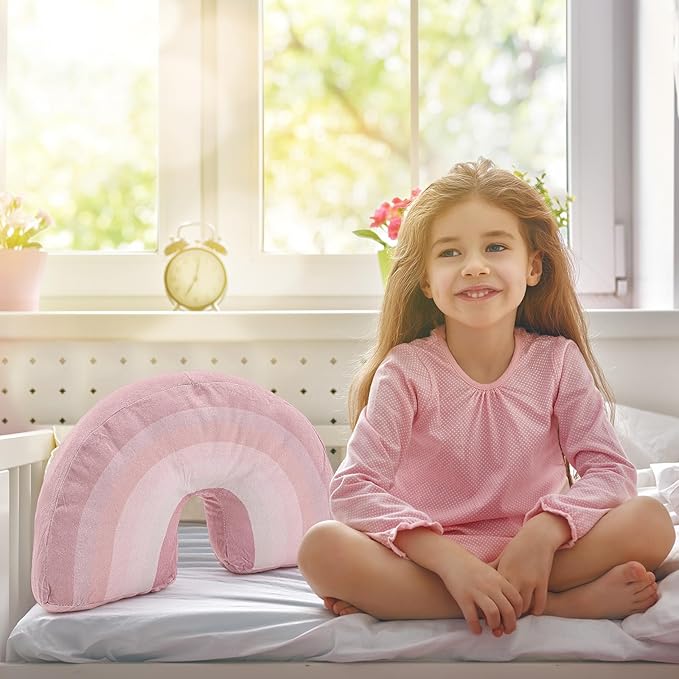 Chunful Rainbow Pillow for Girls Kids 13.8 x 8.7 x 4 Inch Plush Cute Rainbow Throw Pillow Arch Shaped Cushion Stuffed Decoration for Bed Chair Room Home Decor Easter Day(Dark Pastel,2 Pcs)
