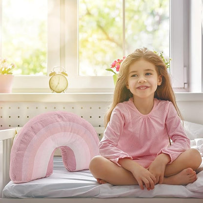 Chunful Rainbow Pillow for Girls Kids 13.8 x 8.7 x 4 Inch Plush Cute Rainbow Throw Pillow Arch Shaped Cushion Stuffed Decoration for Bed Chair Room Home Decor Easter Day(Dark Pastel,2 Pcs)