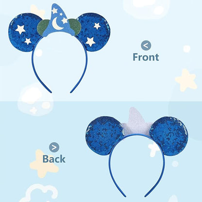 Mouse Ear Headbands,Sparkle Mouse Ears Headband for Boy Men Cartoon Princess Costume Cosplay Decoration (Sorcerer)