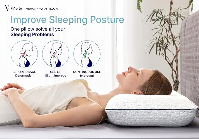 Cooling Gel Memory Foam Pillow - 1-Pack - Standard Size Bed Pillows For Sleeping - Medium-Firm - Back, Stomach and Side Sleeper Pillow - Shoulder & Back Pain Relief - Washable , Bamboo Viscose Cover