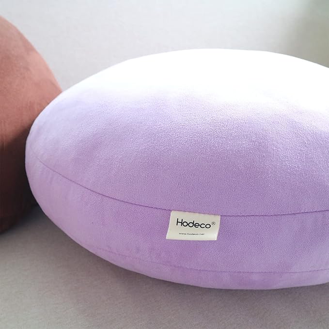 Light Purple Round Throw Pillow 16x16 Down-Like Polyester Filling Super Soft Elastic Circle Floor Pillow Fluffy Pillow 40cm Decorative Cushion for Couch Bedroom, 1 Piece