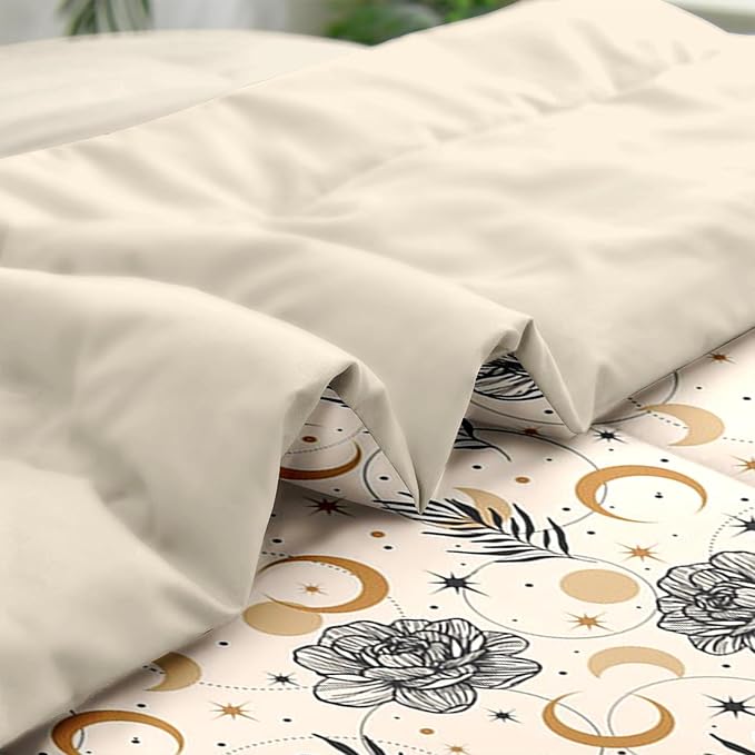 Comforter Set Twin Size, Lilies Orange Pink Flowers 5 Pcs Bedding for Kids and Adults, Floral Blossom Hawaii Bed Sheet Sets with Fitted Sheet Pillowcase & Sham for Bedroom Bed Decor