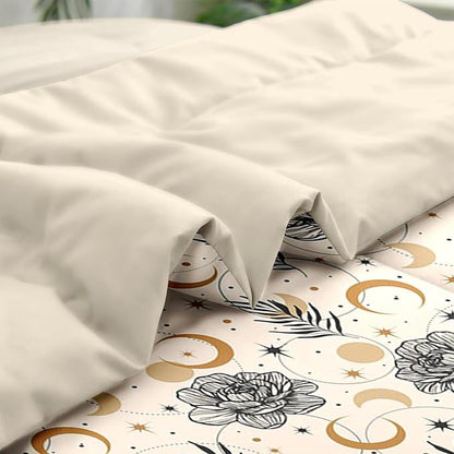 Comforter Set Twin Size, Lilies Orange Pink Flowers 5 Pcs Bedding for Kids and Adults, Floral Blossom Hawaii Bed Sheet Sets with Fitted Sheet Pillowcase & Sham for Bedroom Bed Decor