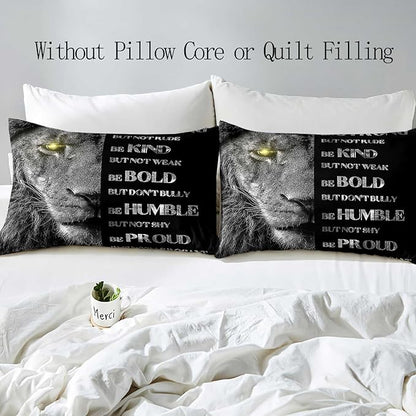 VIVIHOME 3PCS Inspirational Lion Bedding Set, Duvet Cover Full, African Safari Wild Animal Black Bedding, Quilt Comforter Cover, College Apartment Decor, Modern Bedroom Decor for Men, 2 Pillowcases