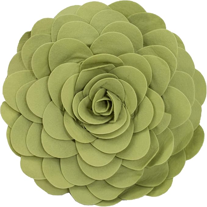 Fennco Styles Eva's Flower Garden Decorative Filled Throw Pillow 13" Round - Lime Floral Accent Pillow for Home, Couch, Bed, Living Room, Holiday and Office Décor