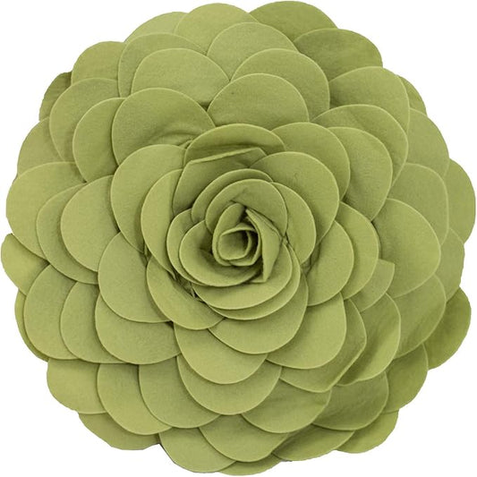 Fennco Styles Eva's Flower Garden Decorative Filled Throw Pillow 13" Round - Lime Floral Accent Pillow for Home, Couch, Bed, Living Room, Holiday and Office Décor