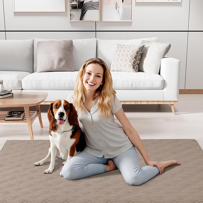 Smiry Reversible Waterproof Couch Covers for Sofa, Washable Dogs Pet Couch Covers for 3 Cushion Sofa Pet Friendly, Water Resistant Furniture Protector Slipcover, Geometric (68"x82", Taupe/Beige)