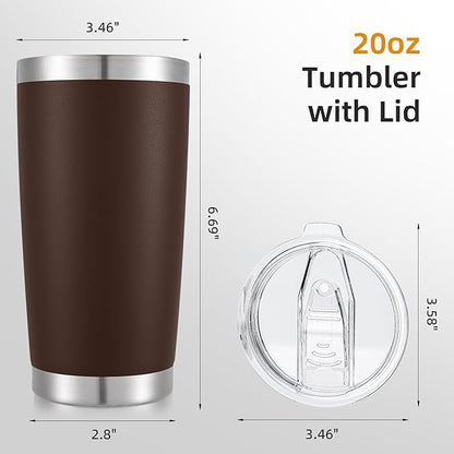 20 oz Tumbler Bulk with Lid Stainless Steel Insulated Tumblers Double Wall Vacuum Coffee Mug Powder Coated Tumbler Cups for Cold and Hot Drinks, Coffee, 12 pack