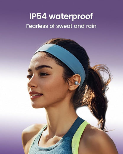 mojawa StarClip Open-Ear Wireless Bluetooth Headphones, Clip-On Earbuds with Soft Silicone Pads, 4D Panoramic Sound, Enhanced Comfort & Secure Fit, IP54 Water-Resistant Ear Grips for Workout, Black