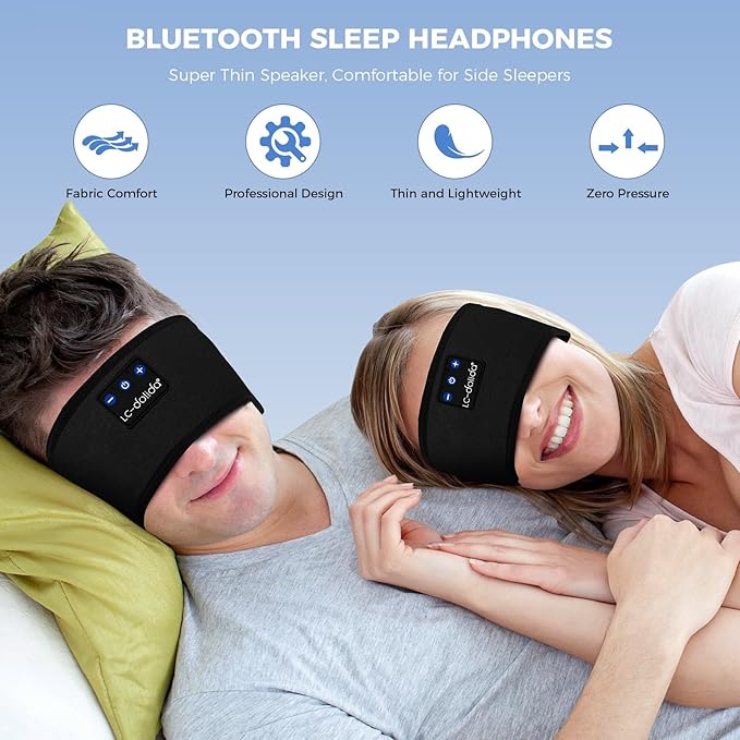LC-dolida Sleep Headphones Headband Bluetooth 5.4, Sports Headband Earphones Wireless with Speaker Microphone USB C for Women Sleeping Gift Workout Jogging Yoga Insomnia Travel Meditation