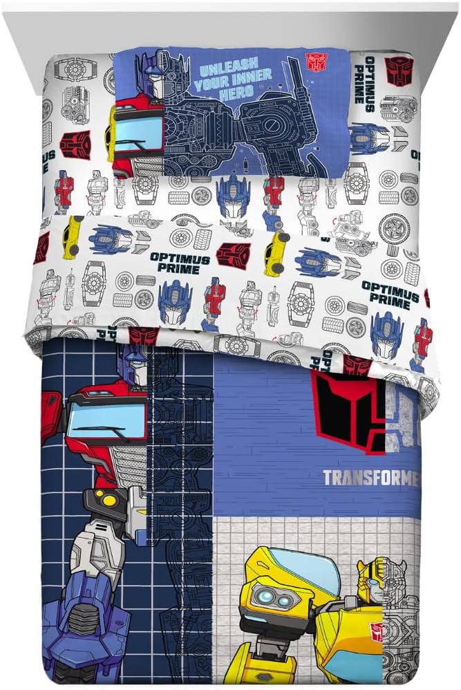 Transformers Optimus Prime Super Soft Comforter and Sheet Set with Sham, 4 Piece Twin Size, (Official Licensed Product) by Franco Collectibles