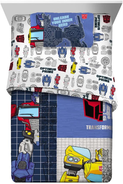Transformers Optimus Prime Super Soft Comforter and Sheet Set with Sham, 4 Piece Twin Size, (Official Licensed Product) by Franco Collectibles