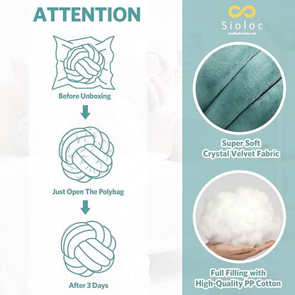 Sioloc Soft Knot Ball Pillows,Round Throw Pillow Cushion Home Decoration Plush Pillow,Throw Knotted Pillow Handmade Round Plush Pillow（7.8inches,Teal）