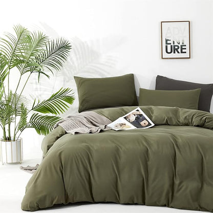 Wellboo Olive Green Comforter Sets Twin Size Solid Dark Green Bedding Comforters Cotton Plain Army Green Soft Cozy Quilts Women Men Dark Grass Green Blankets Modern Minimalist Hunter Green Comforters