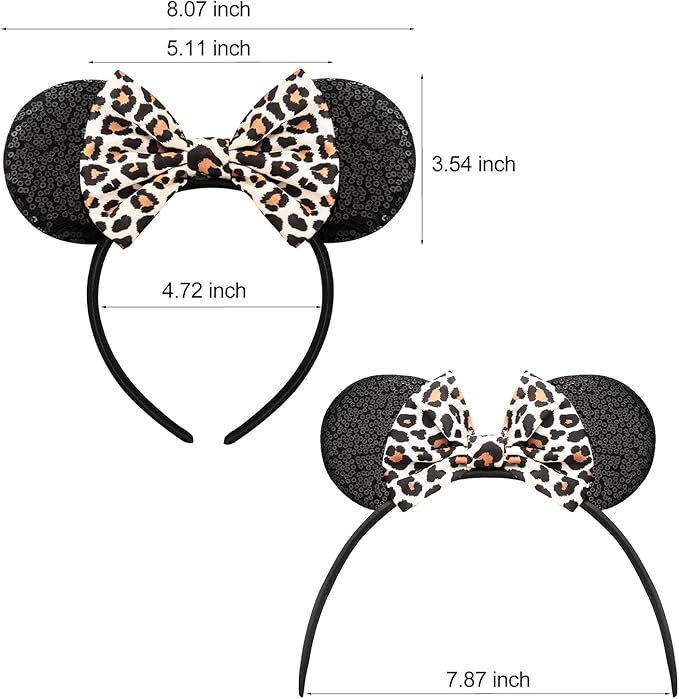 FANYITY Mouse Ears, Sequin Leopard Mouse Ears Headband for Boys Girls Women(baowen)