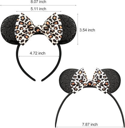 FANYITY Mouse Ears, Sequin Leopard Mouse Ears Headband for Boys Girls Women(baowen)