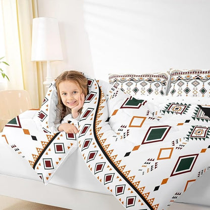 Erosebridal Rustic Western Comforter Set King Size, Bohemian Aztec Southwestern Bedding Set for Kids Boys Teens Adult Bedroom, Vintage American Native Duvet Insert Indian Exotic Geometric Quilt