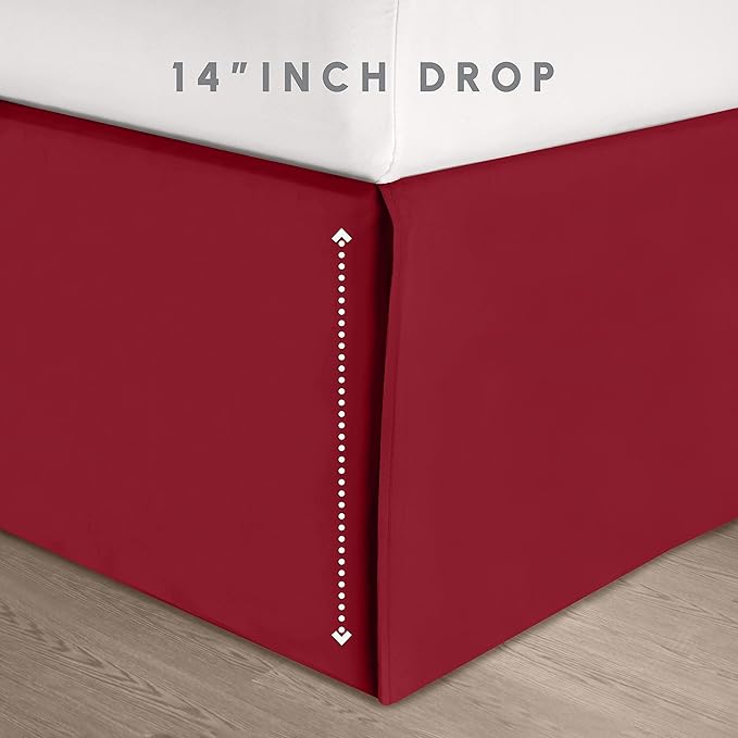 Elegant Comfort 8-Piece Pinch Pleated Comforter Set - All Season Complete Bed in a Bag, Includes 4pc Smart Sheet Set, Bed Skirt, Comforter, Matching Pillowcases and Shams, King/Cal King, Wine Red