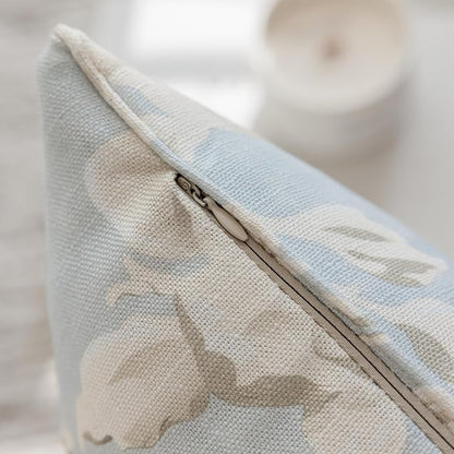 Throw Pillow Covers with Insert Included, with Embroidered Detail, 18 x 18 inches, Decorative Throw Pillow for Sofa Couch Bed (Light Blue Floral, 18" L x 18" W)