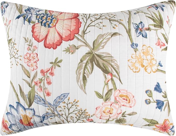 Levtex Home - Maileen Quilt Set - King Quilt and Two King Shams - Floral - Bright Multi Color - Quilt (106x92in.) and Shams (20x36in.) - Reversible - Cotton