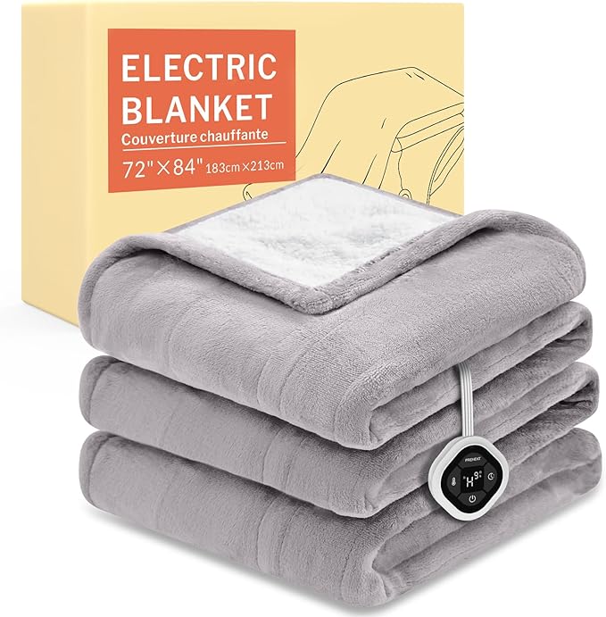 HOMLYNS LuxeHeat Heated Blanket Electric Blanket Full Size, Soft Flannel Sherpa Heating Blanket with 10 Heat Settings, 1-10 hrs Timer Auto Shut Off (72x84 inches, Taupe)