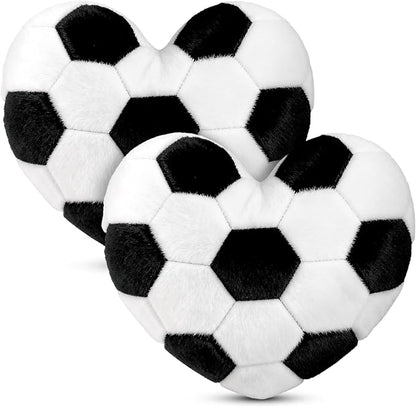 2Pcs Soccer Throw Pillow, 11 in Soft Embroidered Fluffy Soccer Pillow, Stuffed Plush Heart Shape Soccer Pillow for Bedrooom Couch Bed Decoration, Gift for Soccer Lover Player Team