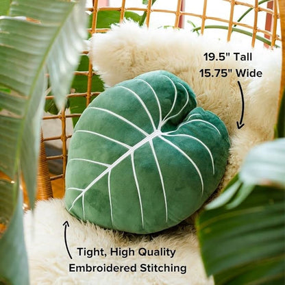 Green Philosophy Co. Philodendron Gloriosum Leaf Pillow - Moody Green