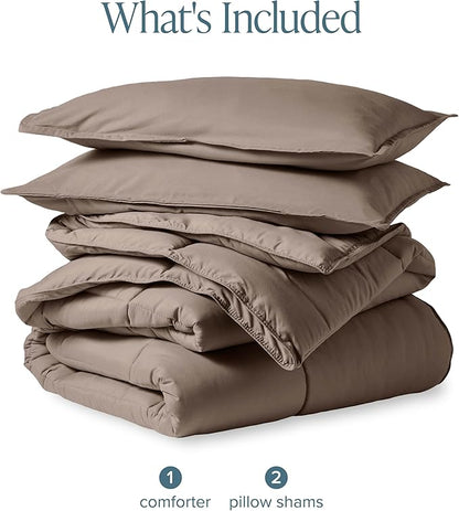 Bare Home Comforter Set - Oversized Queen Size - Ultra-Soft - Goose Down Alternative - Premium 1800 Series - All Season Warmth (Oversized Queen, Taupe)