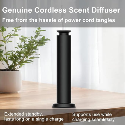 Wirless Rechargeable Waterless Scent Diffuser Kit, Includes 5 Premium Oils, 2000 Sq.Ft Coverage,Hotel Scent Diffuser for Home, Studio, Cordless Essential Oil Diffuser Large Room, APP Control - Black