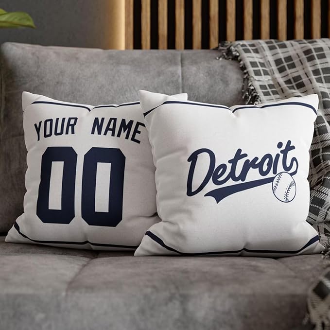 ANTKING Detroit Throw Pillow 2 Packs Custom Name and Number for Men Women Boy Personalized Gifts