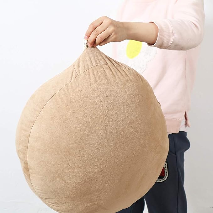 Round Throw Pillow for Kids 18x18 100% Down-Like Polyester Super Soft Filling Decor Cushion Ultra Fluffy Feather-Like Touch Floor Pillow for Couch Bed Sofa Car, Khaki, 1 Piece, 18 Inches
