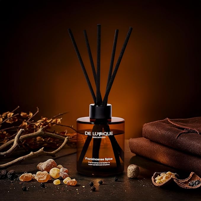 Frankincense Spice Reed Diffusers for Home – Long-Lasting Aroma Diffuser with Essential Oils, Expertly Crafted for Bedroom, Living Room, Bathroom, or Office – 150ml