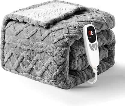 Heated Throw Blanket 50"x60" with 9 Heating Levels & 1-10 Hours Auto Off, Electric Blanket with ETL & FCC Certification, Washable for Home, Office, Bed, Grey