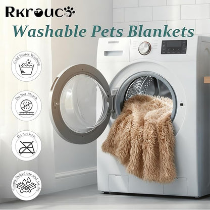 Pets Bed Blanket Dogs Reversible Soft Dog Throw Blankets Cats Mat Sleeper Fuzzy Pet Couch Covers Washable Cat Puppy Cover for Beds Car Sofa Travel Double Sided Furniture Protection (Light Brown,L)