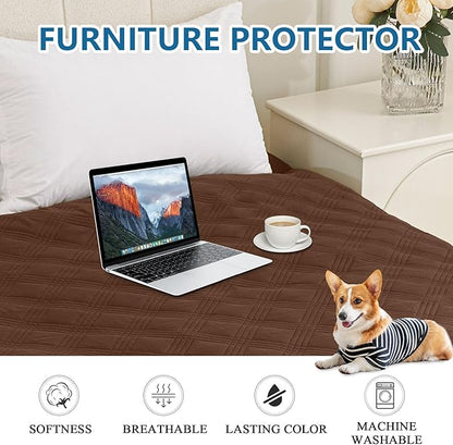 hyha Waterproof Dog Blanket, Reversible Pet Bed Blanket, Soft Sofa Couch Cover for Dogs Washable, Waterproof Pet Couch Covers for Sofa Puppy Cats Furniture Protector(82"x120", Brown/Chocolate)