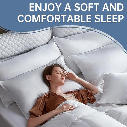 Bed Pillows for Sleeping Queen Size Set of 4, Down Alternative Filling, Fluff by Patting Pillows for Back, Stomach or Side Sleepers
