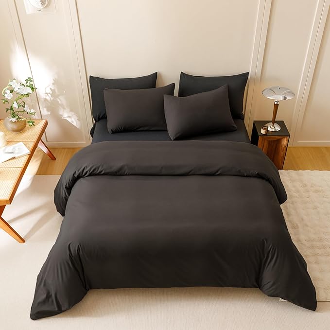 Houseri Dark Brown Comforter Set Twin 3 Piece Dark Chocolate Bedding Twin Size Lightweight Black Coffee Bed Set Soft Comfy Quilt Blanket Twin