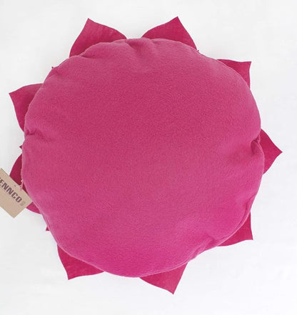 Fennco Styles Handmade 3D Heart-Shaped Petals Flower Decorative Filled Throw Pillow 13" Round - Fuchsia Floral Pillow for Couch, Home Décor and Holiday, Housewarming Gift